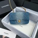 CHANEL Classic Flap 20cm Denim - chanel denim bag dupe front view