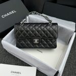 CHANEL Classic Flap 23cm Black Silver - luxury bag dupe front view