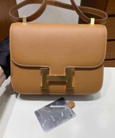 Replica Hermès Constance 24Cm Marrone Dorato