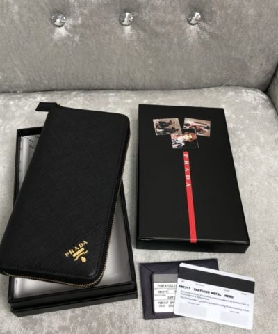 Replica Prada Saffiano Long Wallet Black
