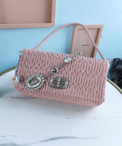 レプリカミュウミュウクリスタルハンドバッグピンク