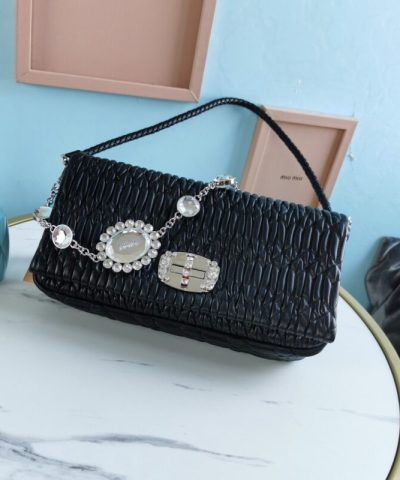 Replica Miu Miu Kristal El Çantası Siyah