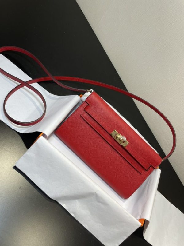 Hermes Kelly Red Replica - Leather Front View