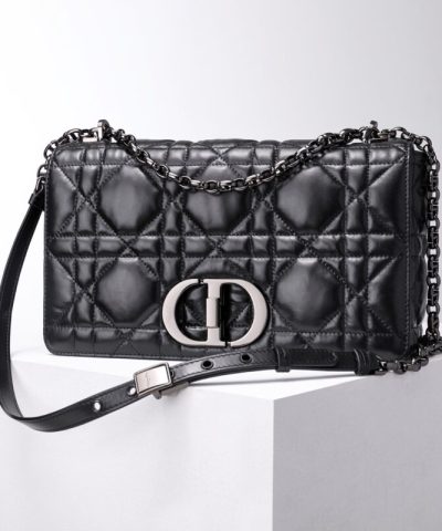 Αντίγραφο τσάντας Dior Caro σε μαύρο χρώμα με διαμάντια
