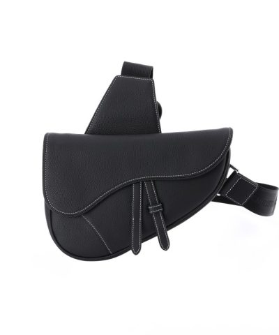 Αντίγραφο τσάντας Dior Saddle από μαύρο δέρμα μοσχαριού