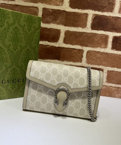 Αντίγραφο Gucci Dionysus GG Chain Wallet Denim Μπεζ