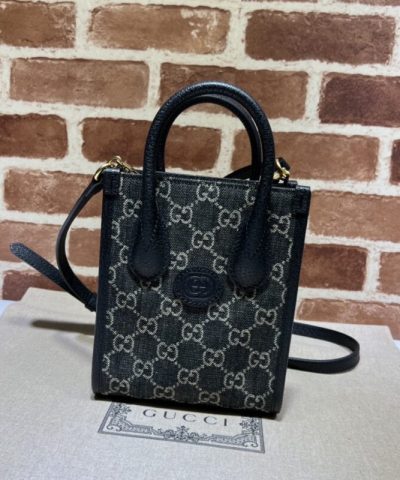 Replika Gucci Ophidia Mini Tote Bag Black Denim