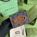 Αντίγραφο Gucci Horsebit 1955 Πορτοφόλι Denim Μπλε