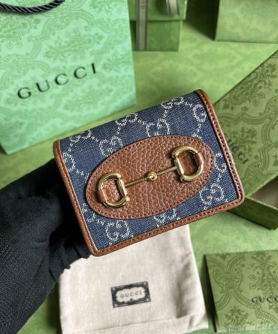 Replica Gucci Horsebit 1955 Wallet Denim Blue