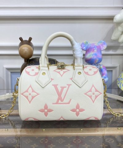 Replika Louis Vuitton Speedy Bandouliere 20 Vit Rosa