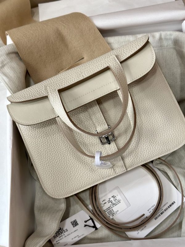 Hermes Halzan White Replica - Leather Front View