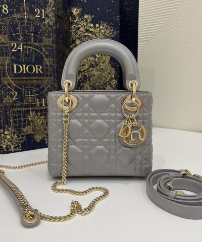 Replika Lady Dior Mini Grey Silver