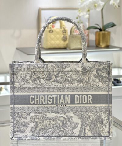 Réplique du sac fourre-tout Dior Tote Book gris tigre