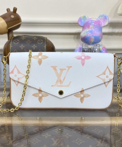 Replika Louis Vuitton Felicie Pochette White Apricot