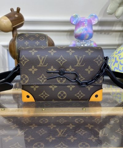 Replika portfela Louis Vuitton Steamer Wearable w kolorze brązowym i żółtym