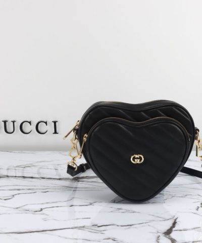 Réplica Gucci Mini Corazón con G Entrelazada Negra