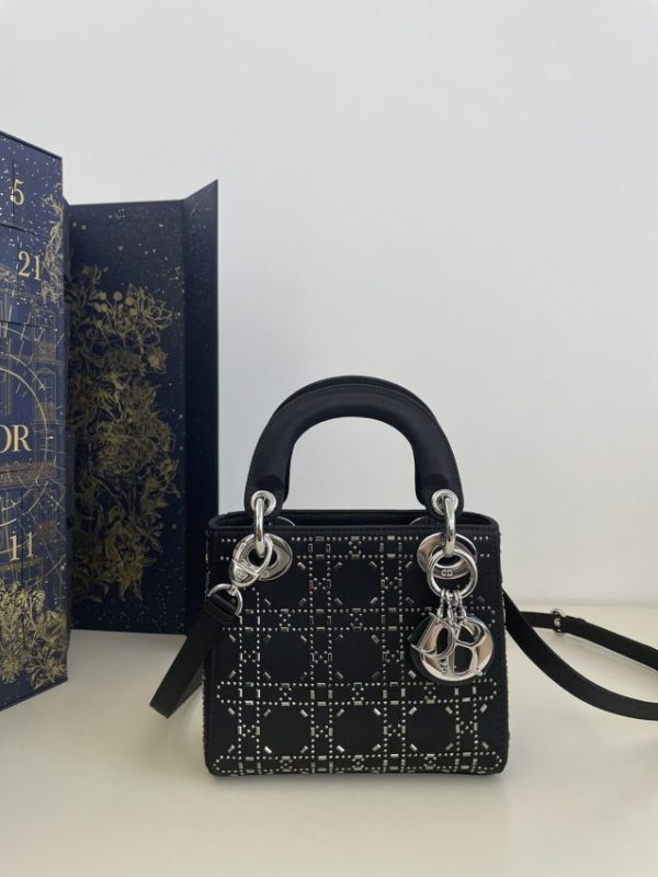 Replica Lady Dior Mini Satin Black