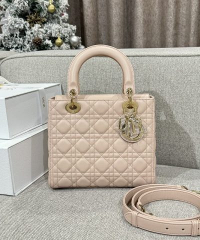 Replik Lady Dior Medium Puderrosa
