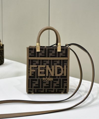 Replica Fendi Mini Tote Brown Monogram