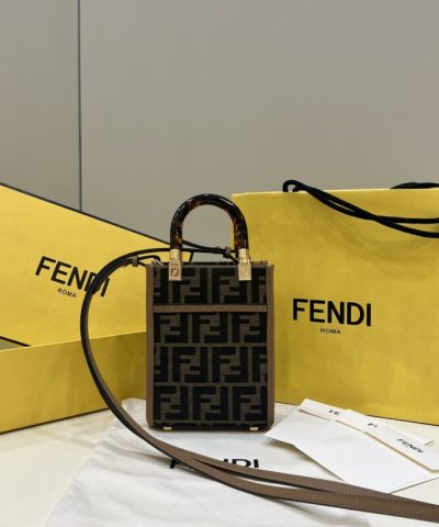 Replika Fendi Mini Tote Brown Canvas
