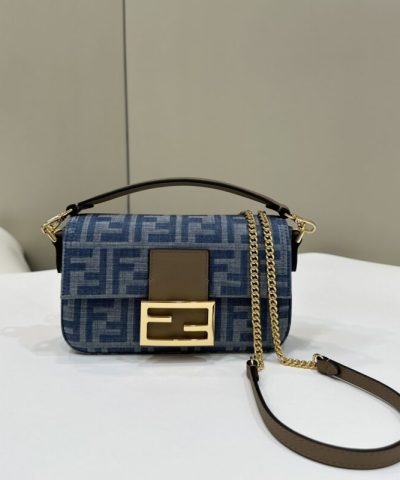 Réplica Fendi Baguette Pequena Azul Escuro Denim