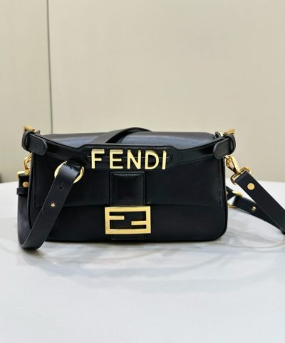 Replica Fendi Baguette Volledig Lederen Zwart