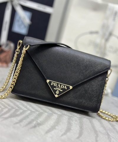 Prada Saffiano Siyah Küçük Zarf Replica