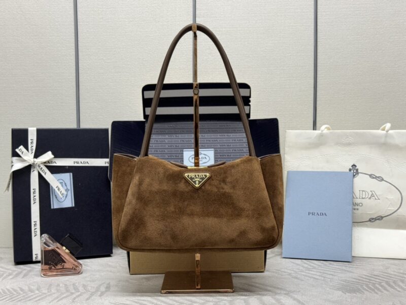 Replica Prada Medium Suede Shoulder Bag