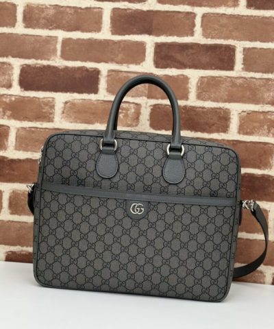 Réplique de porte-documents à bandoulière Gucci gris
