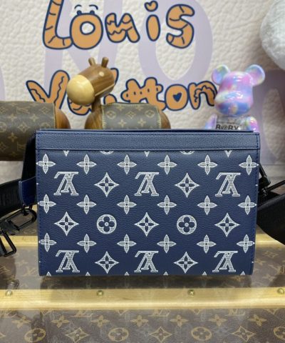 Replika Louis Vuitton Gaston nositelná peněženka modrá