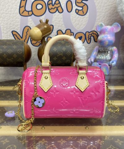 Réplica Louis Vuitton Speedy Nano Rosa Patenteado