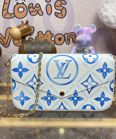 Replica Louis Vuitton Félicie Pochette Blue Pink