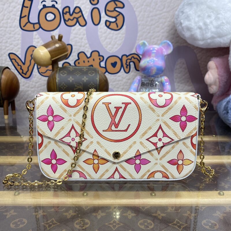 Replik Louis Vuitton Félicie Pochette weiße orange Blumen