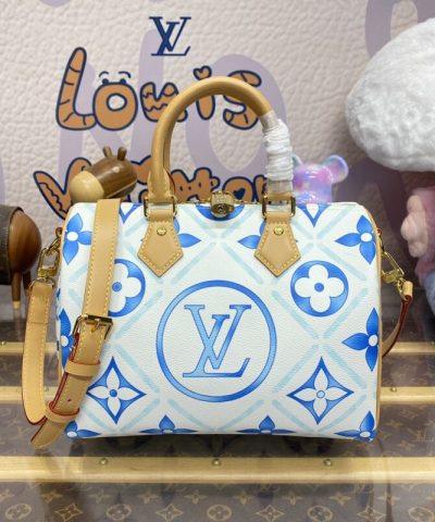 Réplica Louis Vuitton Speedy Bandouliere 25 Azul – Branco