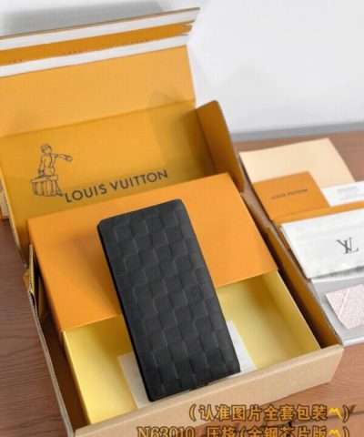 Louis Vuitton Brazza Plånbok Svart Grid