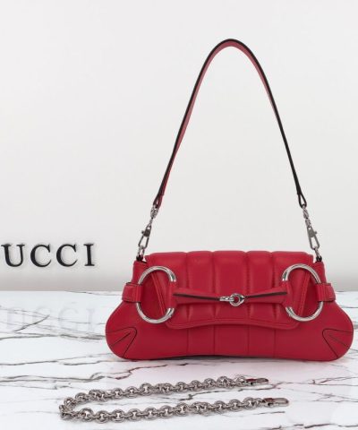 Replica Gucci Horsebit Chain Shoulder Bag Red