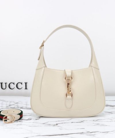 Réplica Gucci G Jackie Pequena Verniz Branca
