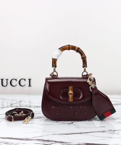 Réplica Gucci Bamboo 1947 Patente Bordeaux