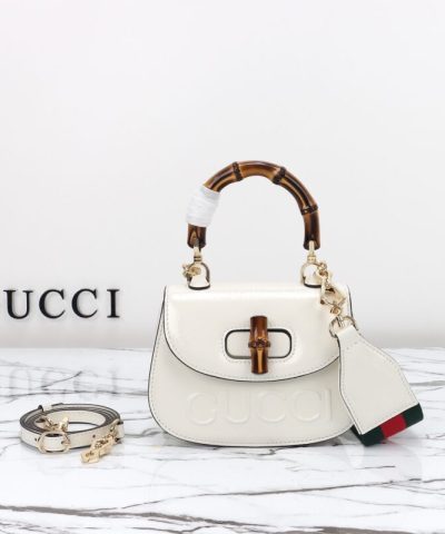 Réplica Gucci Bamboo 1947 Branco Envernizado