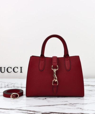 Replika torby Gucci Jackie z zapięciem na haczyk w kolorze czerwonym