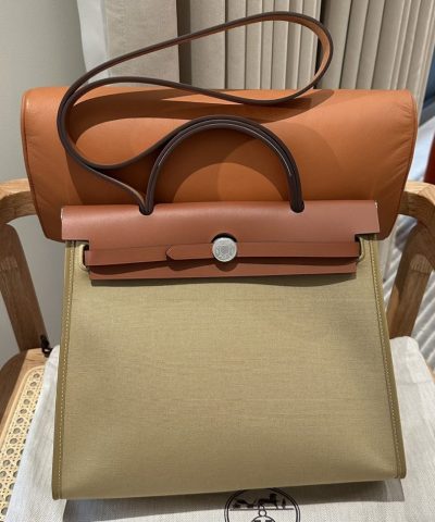 レプリカ エルメス ハーブバッグ 31cm ブラウン キャンバス