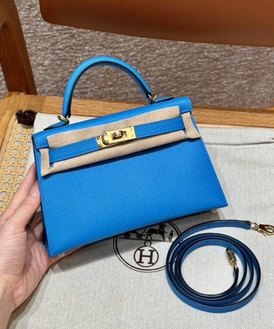 Αντίγραφο Hermès Kelly Blue Fruda Epsom