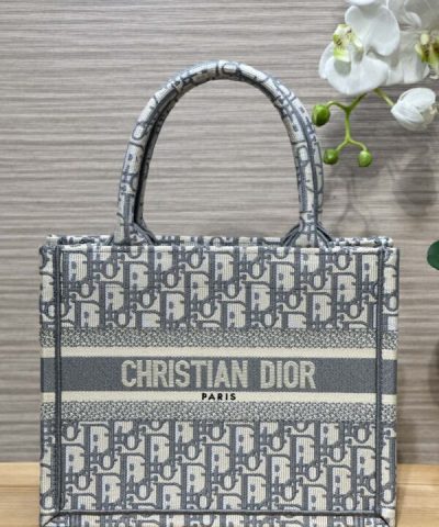 Réplica da bolsa Dior Tote Book CD cinza