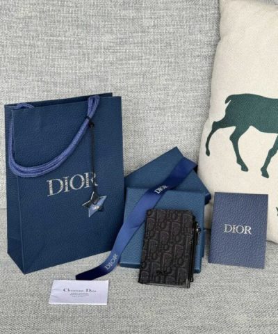 Réplica del tarjetero Dior con cremallera negro