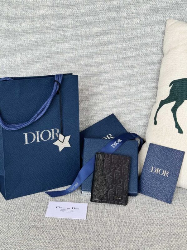 Replica Dior Bi Fold Card Holder Oblique Black