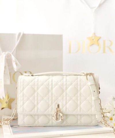 Replika torebki My Dior z górnym uchwytem, ​​biała