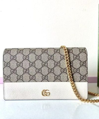Replik Gucci GG Marmont Kettentasche Weiß
