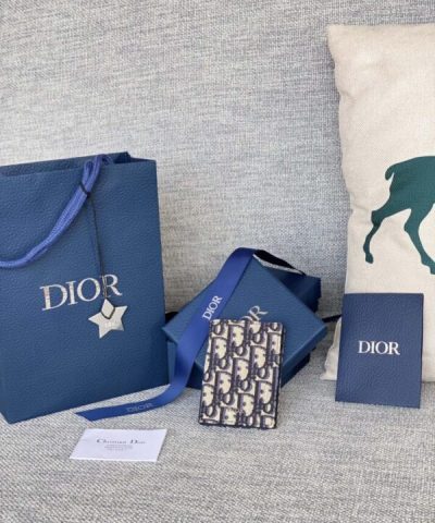 Réplica do porta-cartões Dior Bifold Oblique White