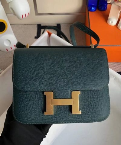 Replika Hermès Constance 18 cm ciemnozielona
