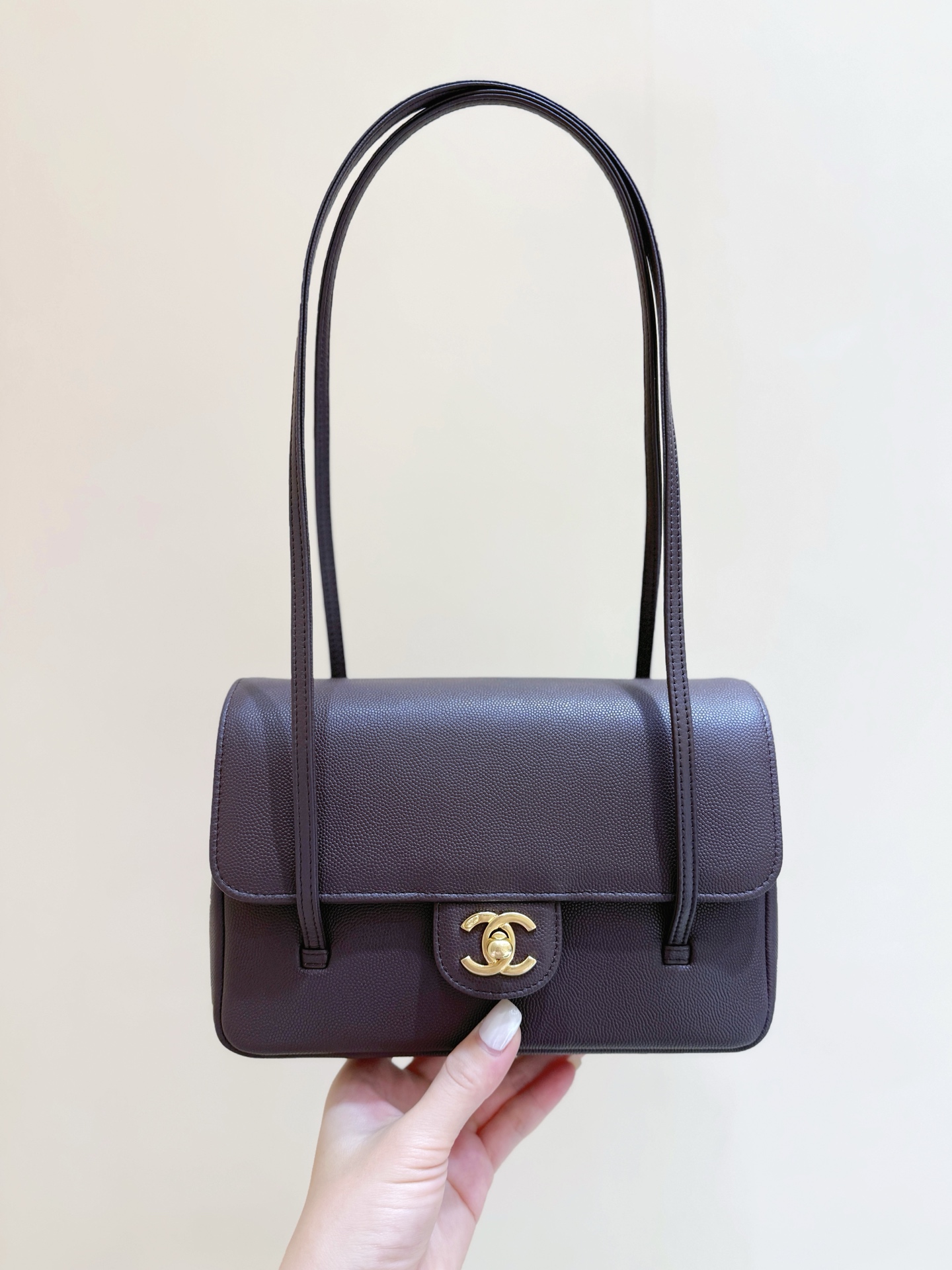 141410_dark-brown_1 Chanel Preppy Coco 26 Bag Dark Brown - chanel preppy coco dupe front view